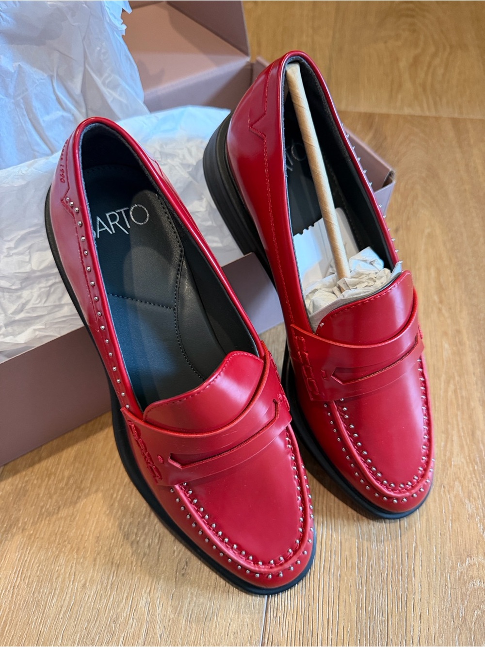 Cute red flats with silver detail
